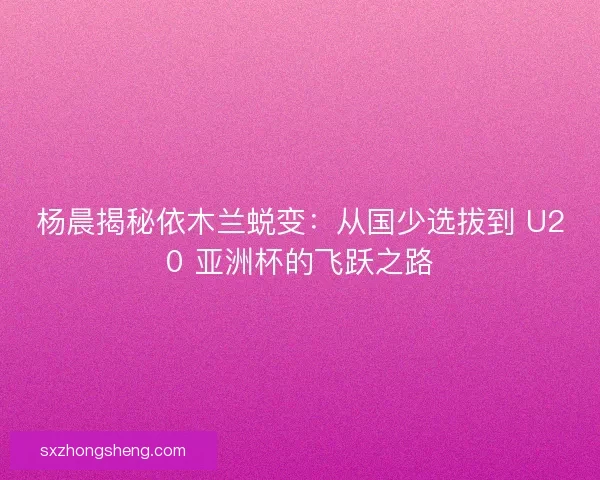 杨晨揭秘依木兰蜕变:从国少选拔到 U20 亚洲杯的飞跃之路 杨晨揭秘依木兰蜕变:从国少选拔到 U20 亚洲杯的飞跃之路