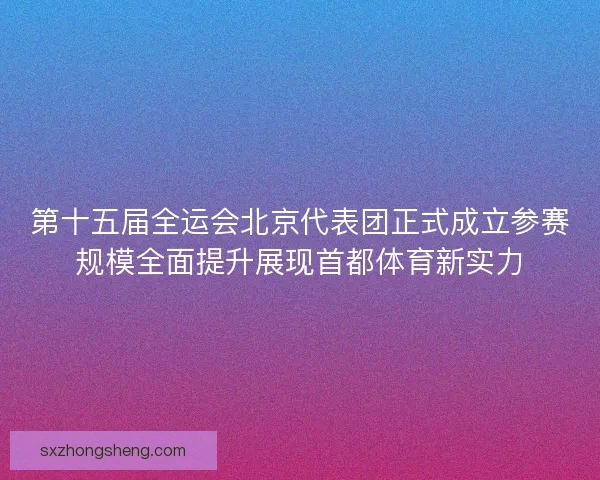 第十五届全运会北京代表团正式成立参赛规模全面提升展现首都体育新实力